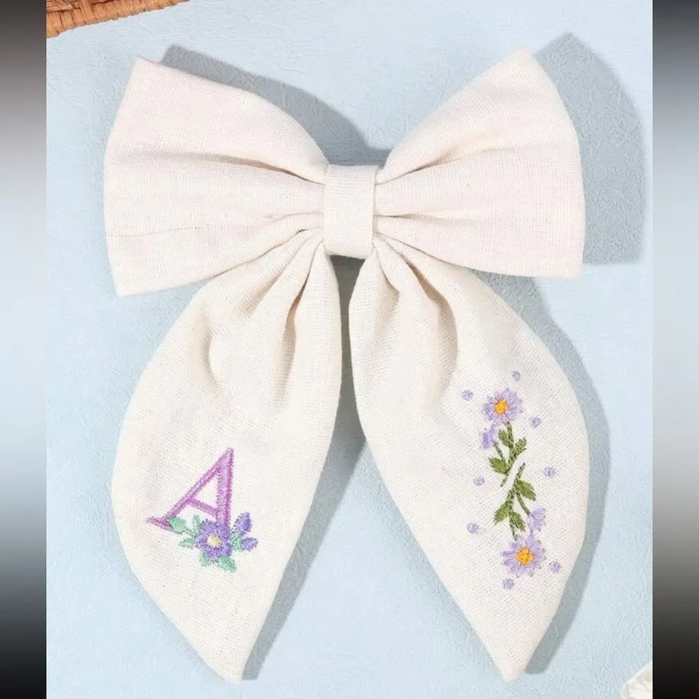 Embroidered Bow Hair Clip for kids A1602